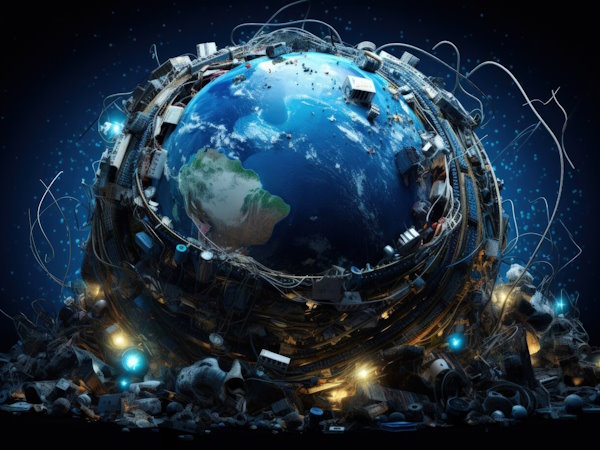 The earth is surrounded by wires and user experience.
