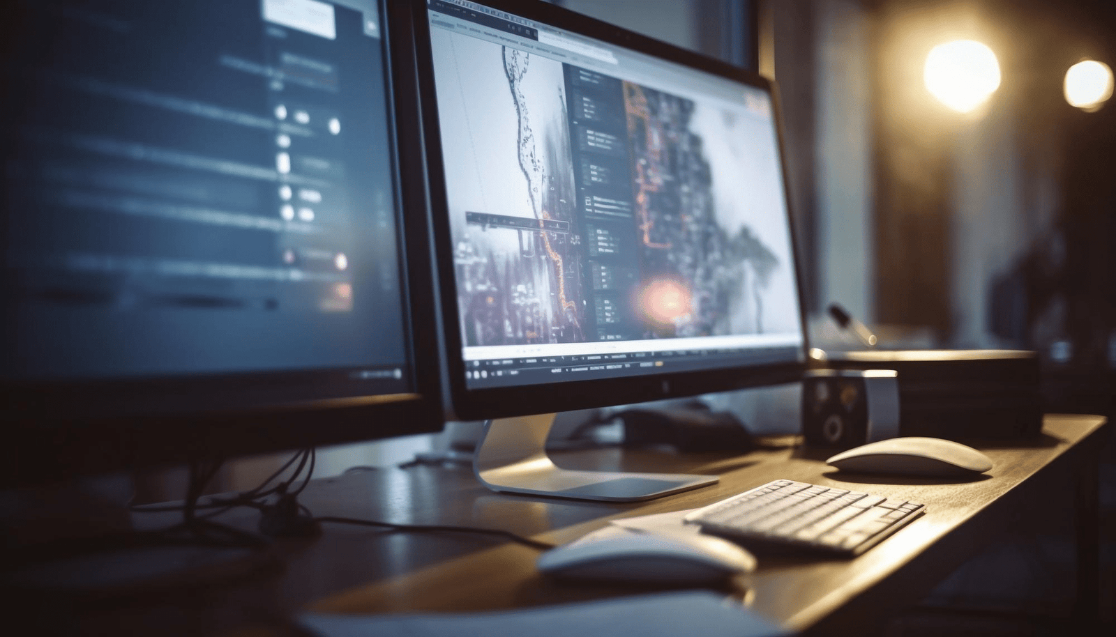 An image of a computer monitor with a website being designed on it.